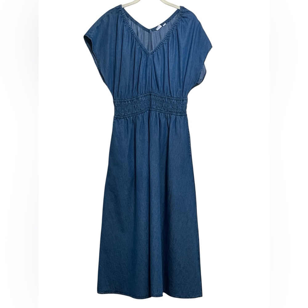 GAP Chambray V-Neck A-Line Maxi Dress Size Medium